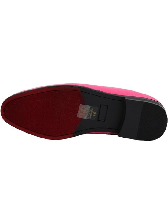 Enzo Romeo Men\'s Pink Vintage Velvet Loafer Tuxedo Slip On Formal Fashion Shoes